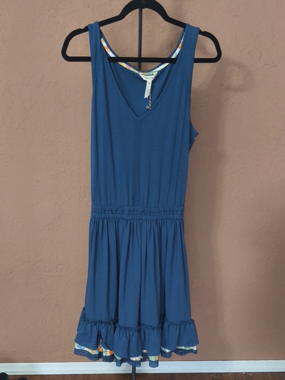 NWT Matilda Jane Swing Time Blue Sleeveless Dress with Ruffle Hem Size Medium